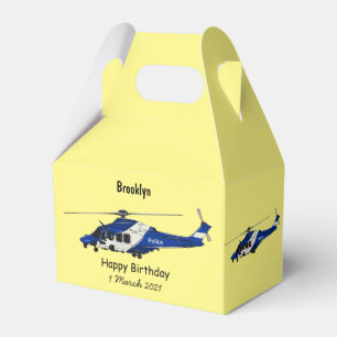 Police helicopter cartoon illustration favor box