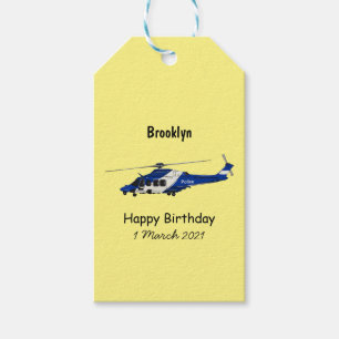 Police helicopter cartoon illustration gift tags