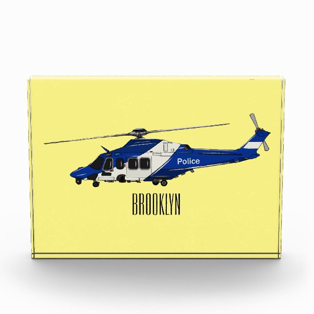 Police helicopter cartoon illustration  photo block (Front)
