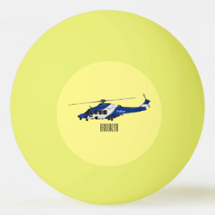 Police helicopter cartoon illustration ping pong ball