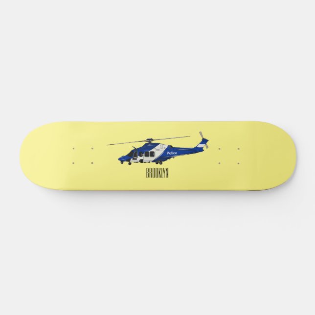 Police helicopter cartoon illustration  skateboard (Horz)