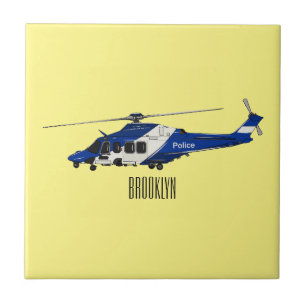 Police helicopter cartoon illustration  tile