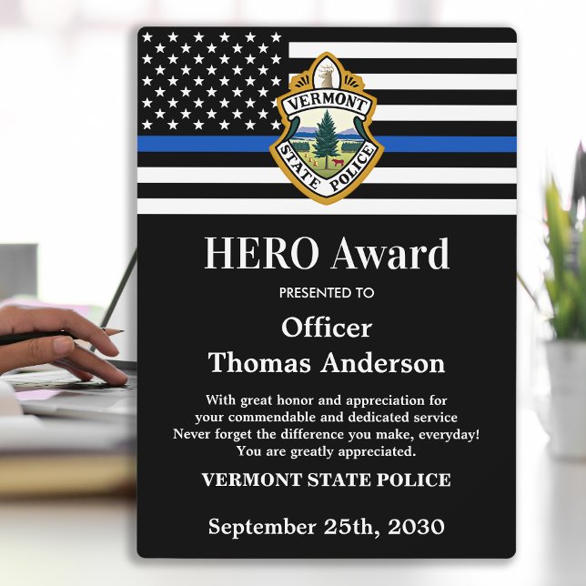 Police HERO Department Custom Logo Officer Desk Plaque (Creator Uploaded)