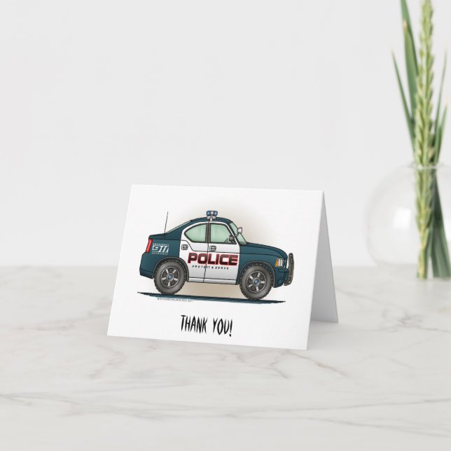 Police Interceptor Car Cop Car Thank You Card (Front)