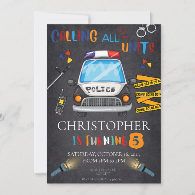 Police Invitation Birthday Party (Front)