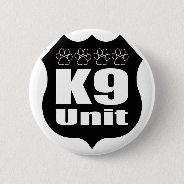 Police K9 Unit Black Badge Dog Paws 2 Inch Round Button (Front)