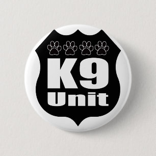 Police K9 Unit Black Badge Dog Paws 2 Inch Round Button