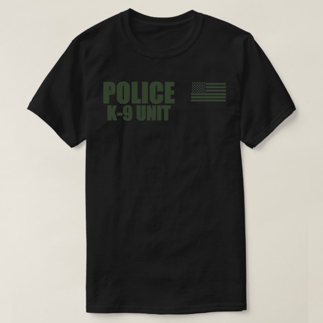 Police K9 Unit OD Green Flag T-Shirt (Design Front)