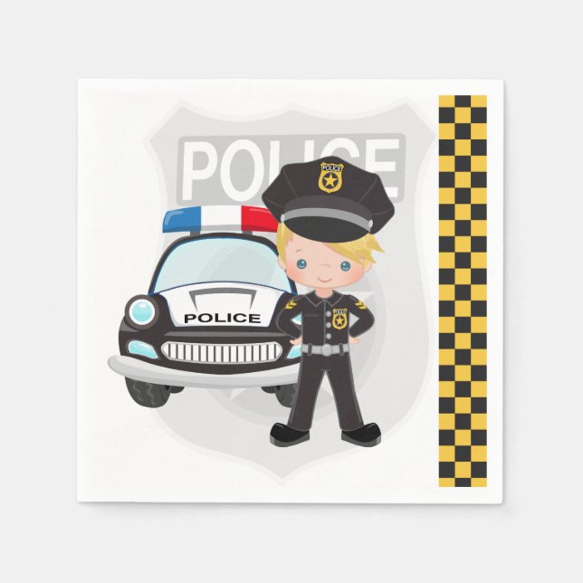 Police kids party napkin (Front)