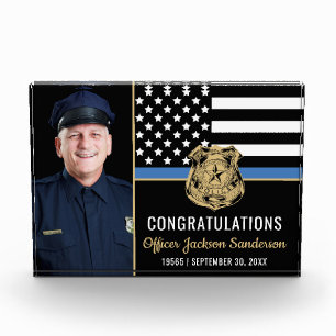 Police Law Enforcement Retirement Blue Line Photo Block