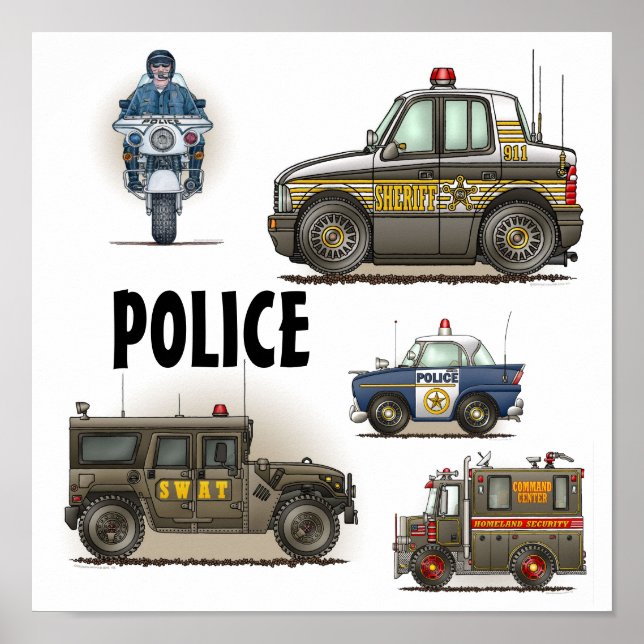 Police Law Enforcement Vehicles Poster (Front)
