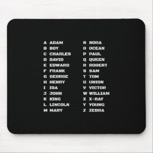Police Law Enformcement Phonetic Alphabet Code Mouse Pad