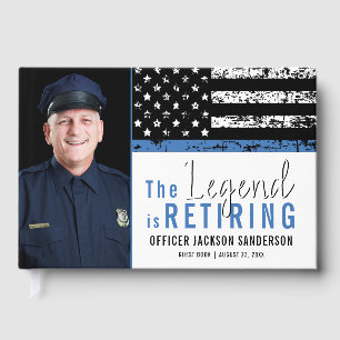 Police Law Officer Retirement Thin Blue Line Photo Guest Book