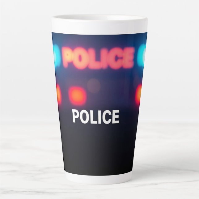 Police Lights – Flashing Emergency Night Design Latte Mug (Front)