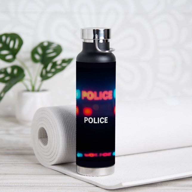 Police Lights – Flashing Emergency Night Design Water Bottle (Yoga (Rotated))