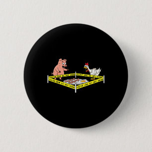 Police Line Do Not Cross Pig And Chicken Fun Food 2 Inch Round Button