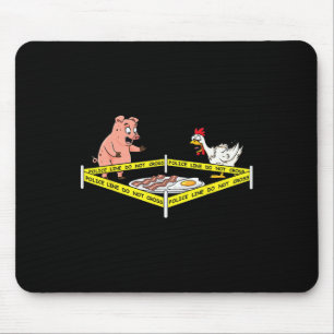 Police Line Do Not Cross Pig And Chicken Fun Food  Mouse Pad