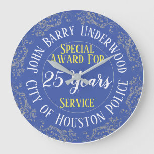 Police Long Service Award with Years Served Large Clock