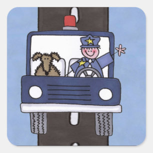 police man square sticker