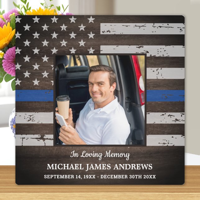 Police Memorial In Loving Memory Thin Blue Line Plaque (Creator Uploaded)