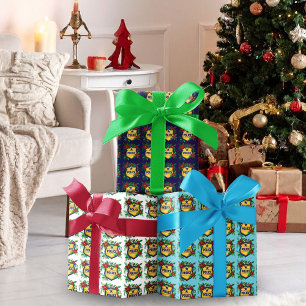 Police Merry Christmas Shield with Poinsettia Wrapping Paper Sheet