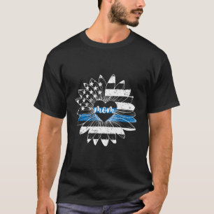 Police Mom Flower Mom Of A Police Officer Mother T-Shirt