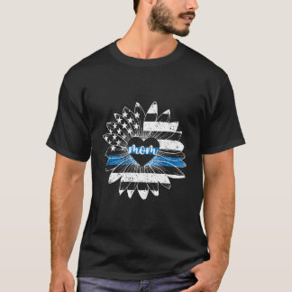 Police Mom Flower Mom Of A Police Officer Mother T-Shirt
