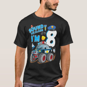 Police Monster Car 8th Birthday Boy Cop Policeman T-Shirt