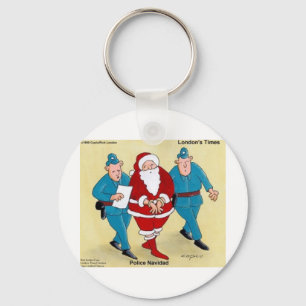 Police Navidad Funny Christmas Santa Gifts & Cards Keychain