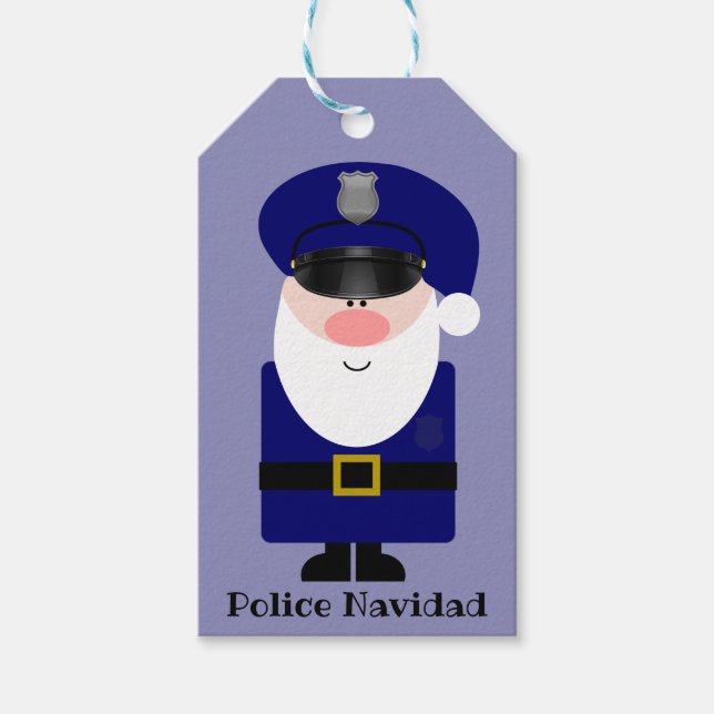 Police Navidad Santa Gift Tags (Front)