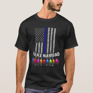 Police Navidad Tee Thin Blue Line Vertical Flag Ch