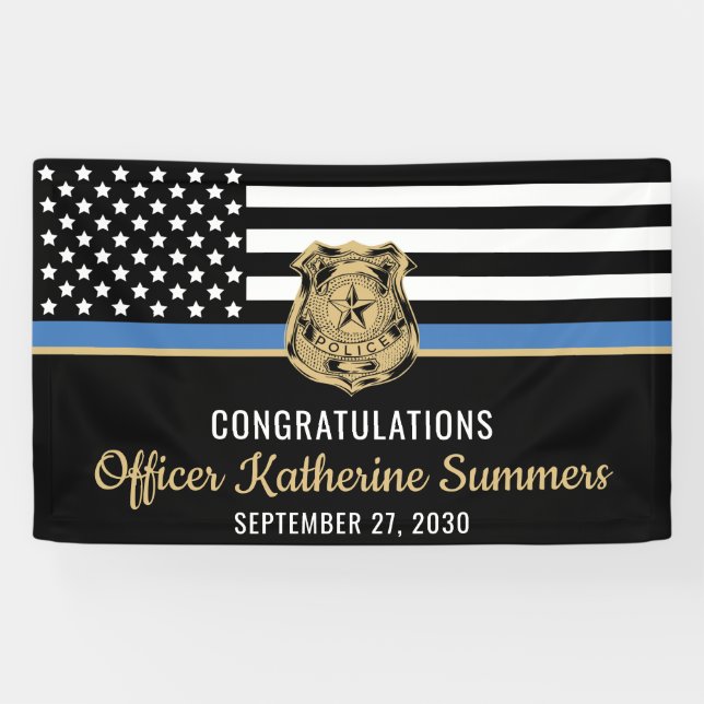 Police Officer Academy Graduation Congratulations Banner (Horizontal)