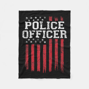 Police Officer American Flag Usa Patriot Patriotic Fleece Blanket