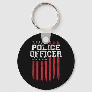 Police Officer American Flag Usa Patriot Patriotic Keychain