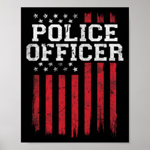 Police Officer American Flag Usa Patriot Patriotic Poster