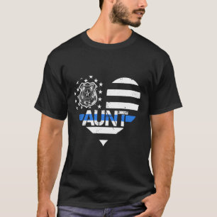 Police Officer Aunt Blue Line Us Flag Proud Cop'S T-Shirt