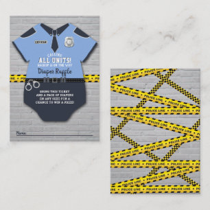 Police Officer Baby Shower Diaper Raffle Ticket Enclosure Card