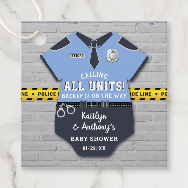 Police Officer Baby Shower Favour Tags (Front)