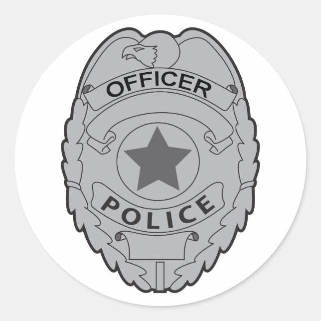 POLICE OFFICER BADGE CLASSIC ROUND STICKER (Front)