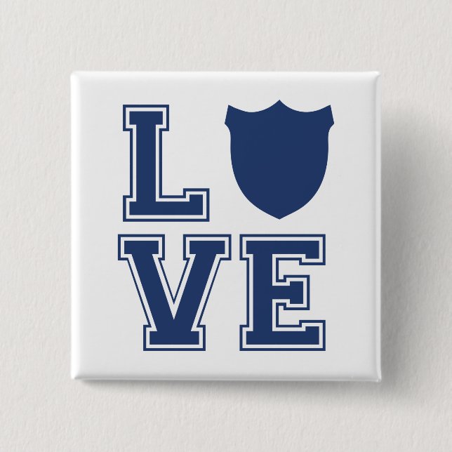Police Officer Badge - L O V E 2 Inch Square Button (Front)