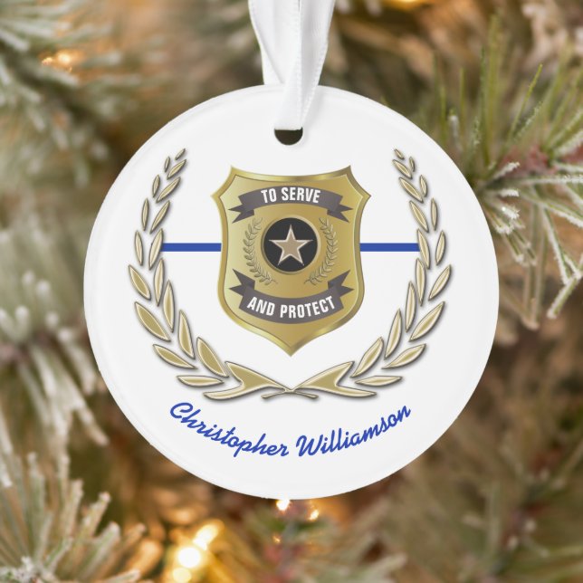 Police Officer Badge Personalized Ornament (Tree)