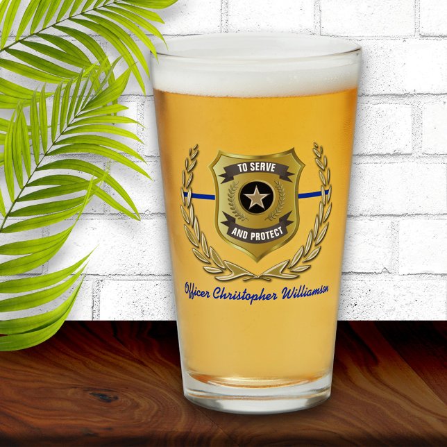 Police Officer Badge Personalized  Pint Glass (Creator Uploaded)