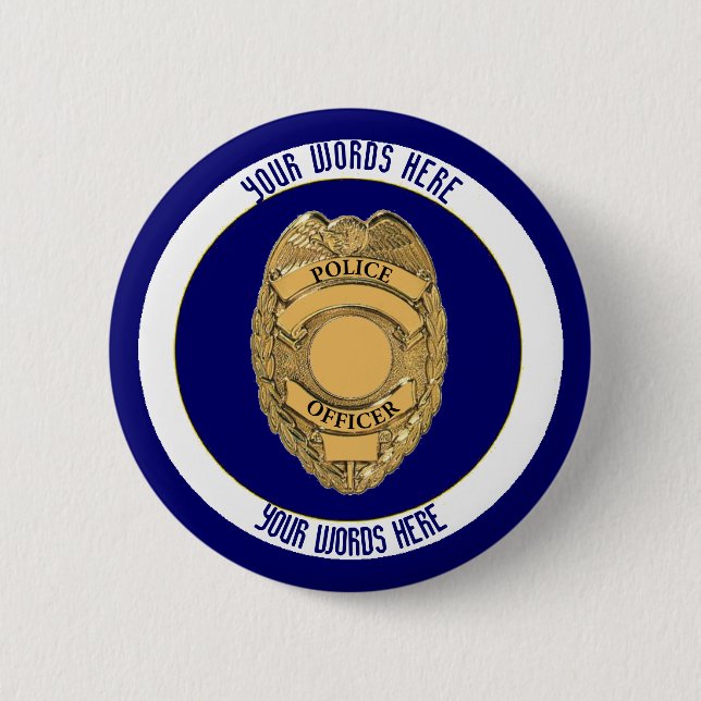 Police Officer Badge Shield Custom 2 Inch Round Button (Front)