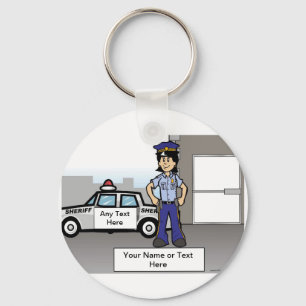Police Officer - Cartoon by PrintedPerfection.com  Keychain