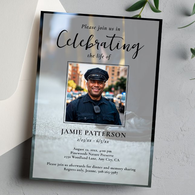 Police Officer Celebration of Life Photo, Funeral Invitation (Creator Uploaded)