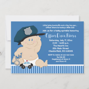 POLICE OFFICER Cop Baby Shower Invitation 5x7