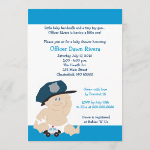 POLICE OFFICER Cop Baby Shower Invitation 5x7