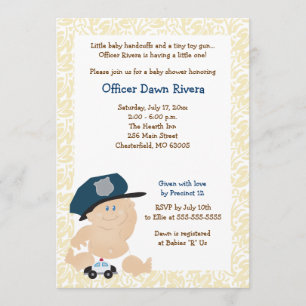 POLICE OFFICER Cop Baby Shower Invitation 5x7