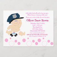 POLICE OFFICER Cop GIRL Baby Shower Invitation 5x7