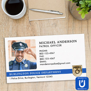 Police Officer Custom Law Enforcement Photo Logo Magnetic Business Card